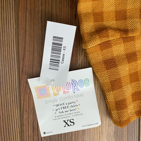 LuLaRoe Mustard Yellow Gingham Skirt - Picture 3 of 4